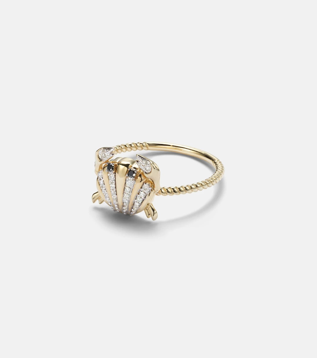 Yvonne Léon - Crabe Coquillage Mini 9kt gold ring with diamonds