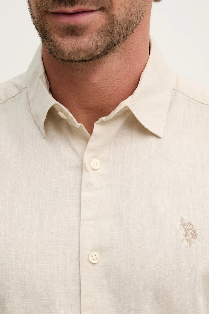U.S. Polo Assn. Erkek Safari Gömlek LINEN BLEND LS