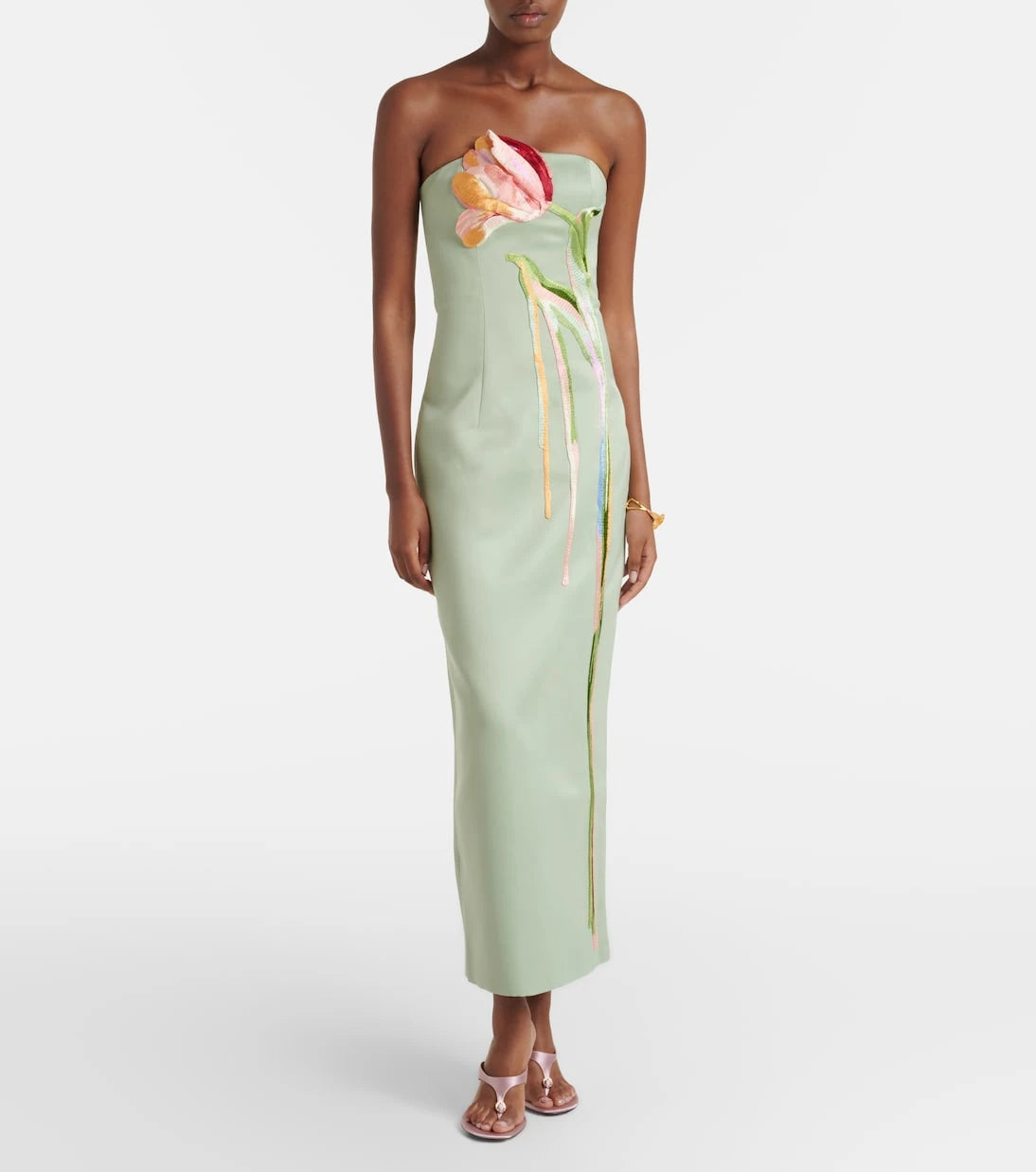 Leo Lin - Marilyn floral-appliqué bustier dress