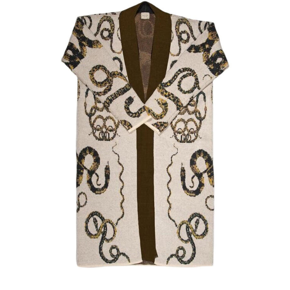 SAVED NY Neutral Cashmere Serpents Robe