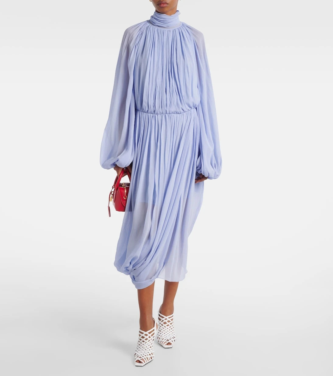 Stella McCartney - Gathered silk crepon midi dress
