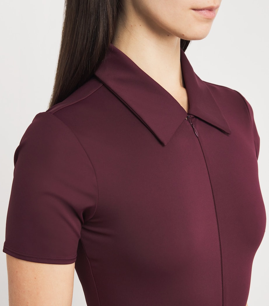 Good American Purple Scuba Collared Bodysuit