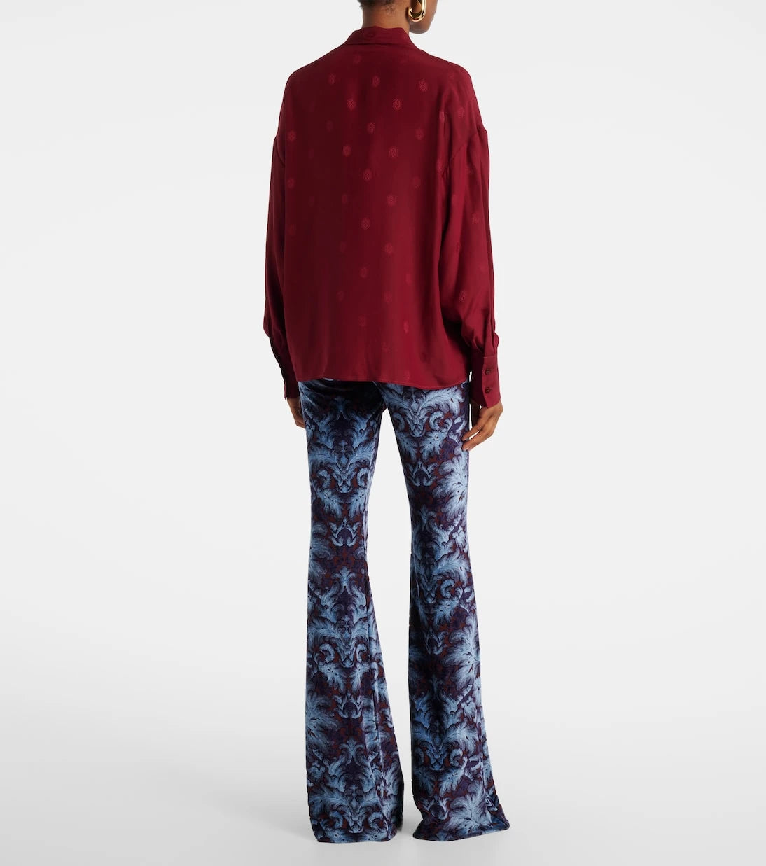 Etro - Jakarlı ipek krep döşin bluz