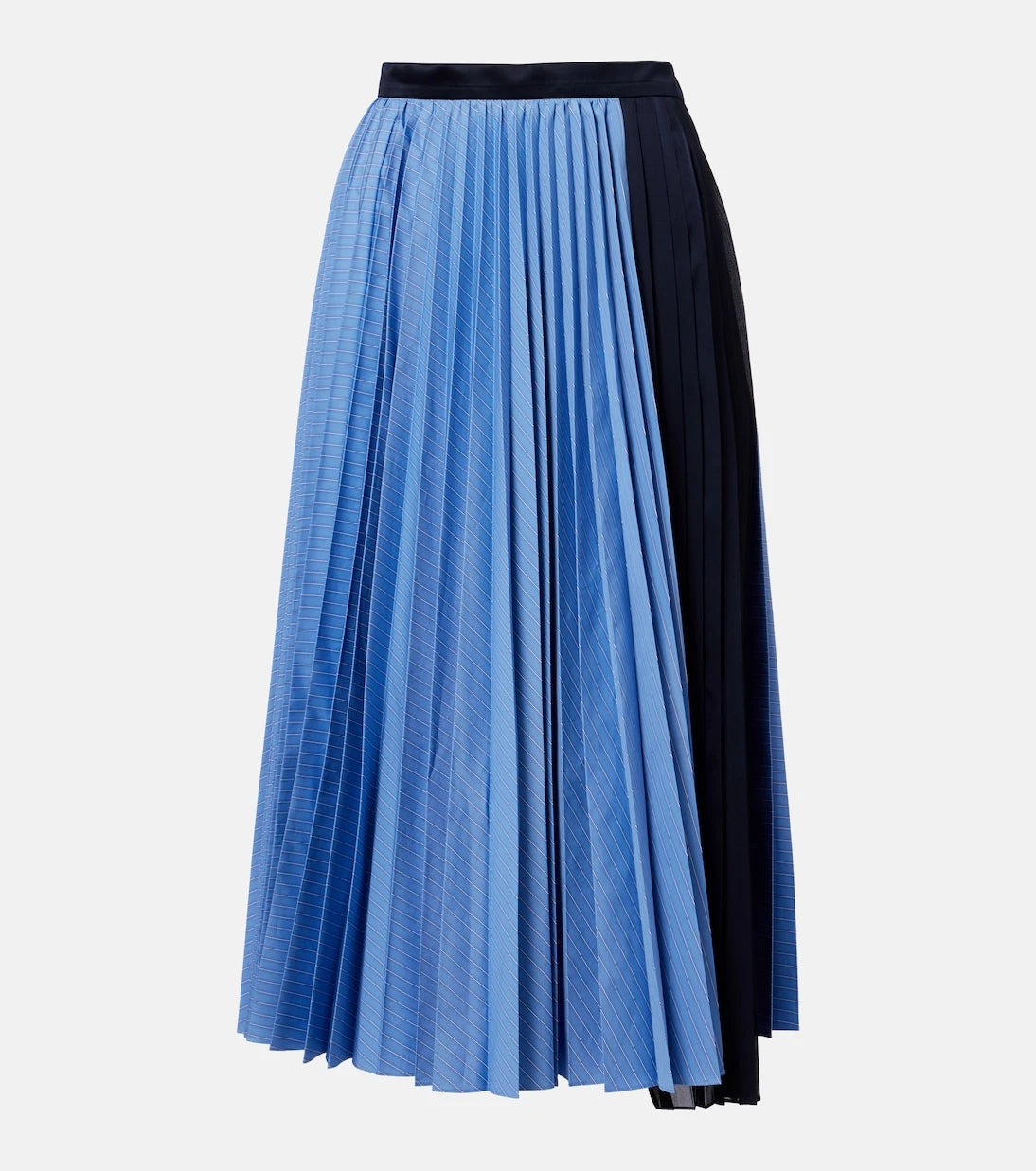 Sacai - Striped cotton-blend poplin midi skirt