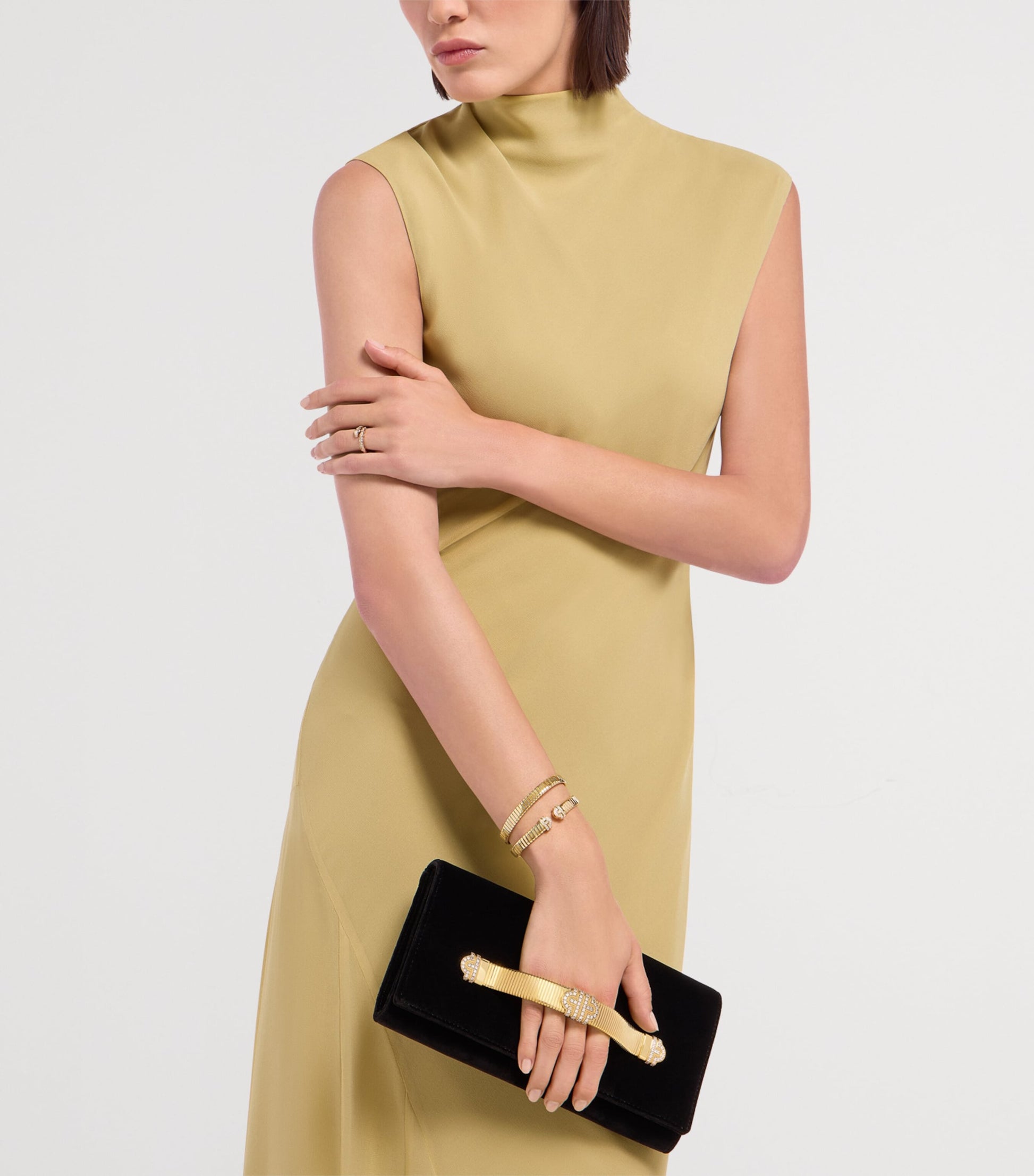 Bvlgari Black Velvet Tubogas Clutch Bag