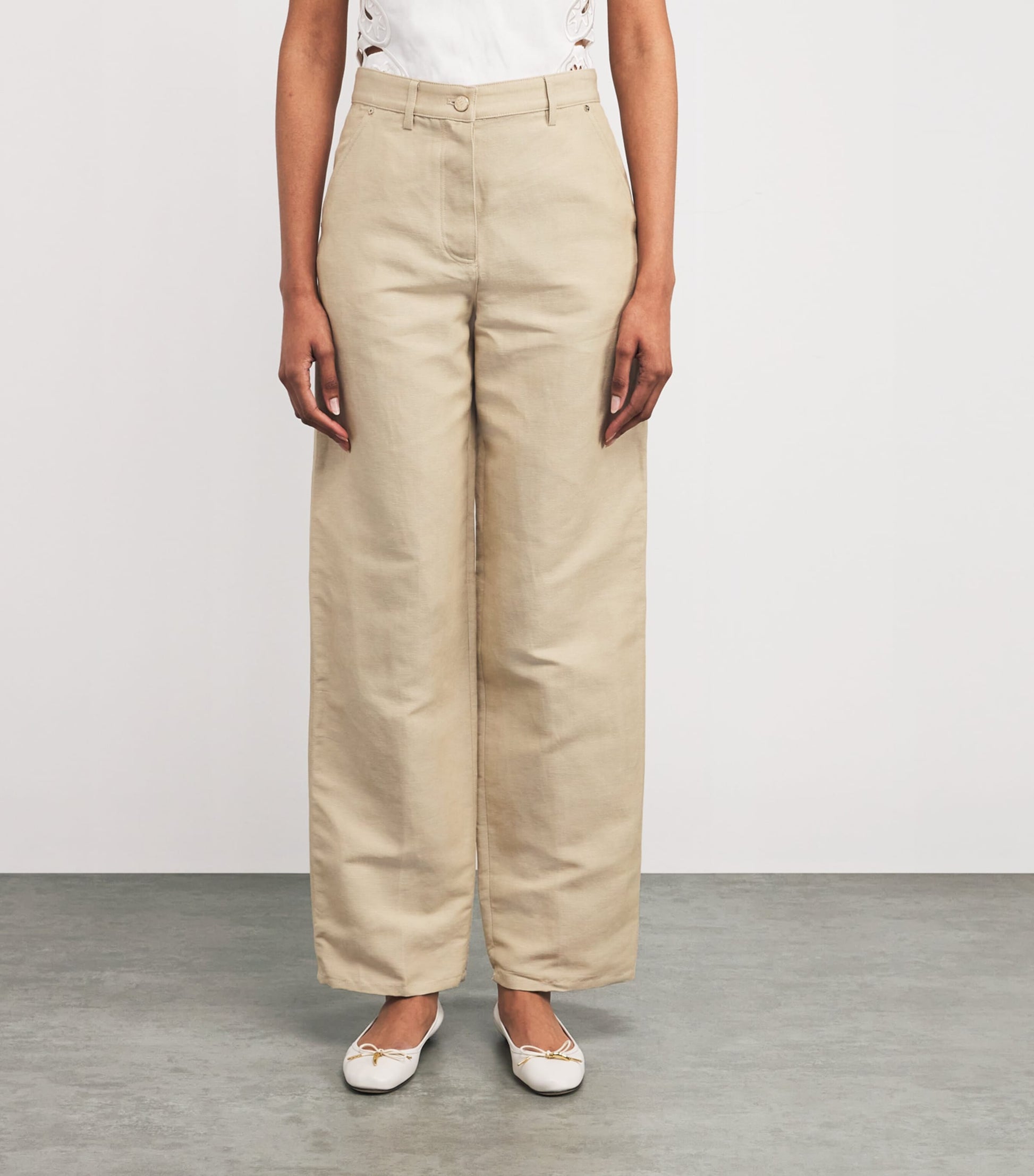 Maje Linen-Cotton Straight Trousers