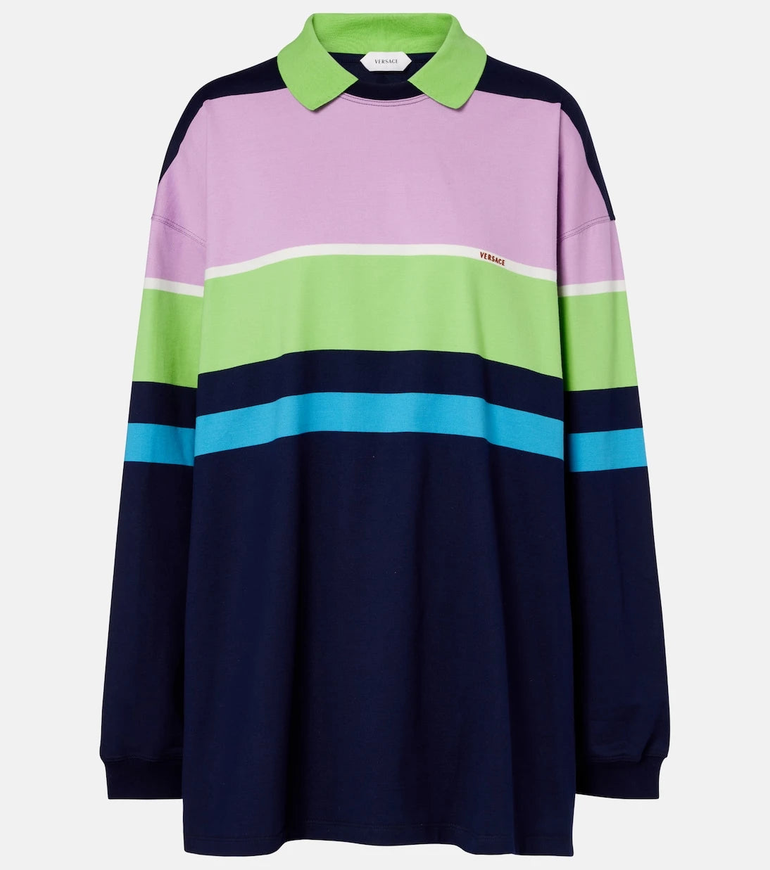 Versace - Striped cotton jersey polo sweater