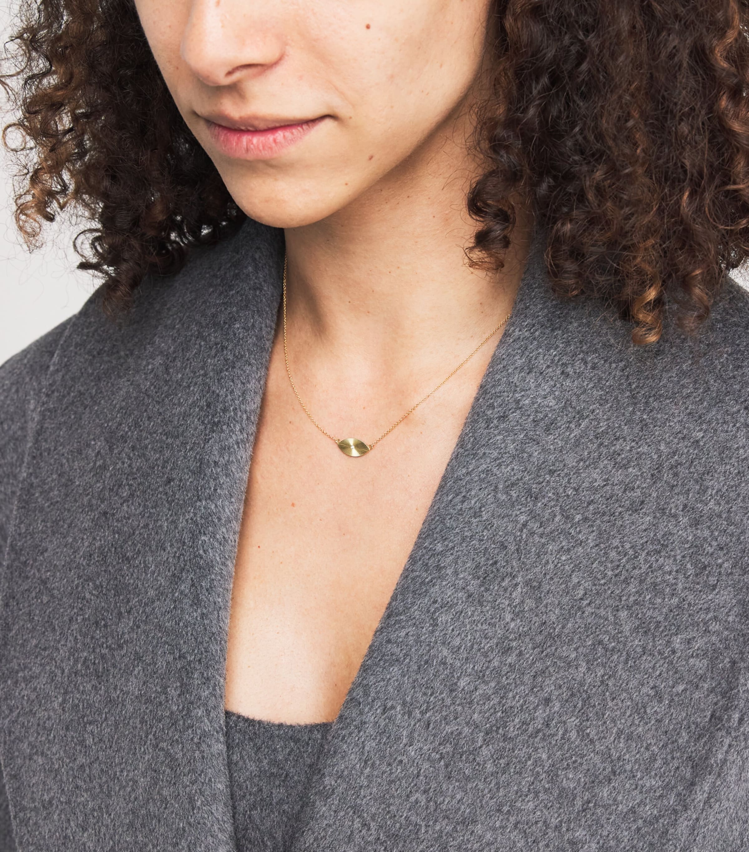 Yellow Gold and Diamond Mini Evil Eye '70s Necklace