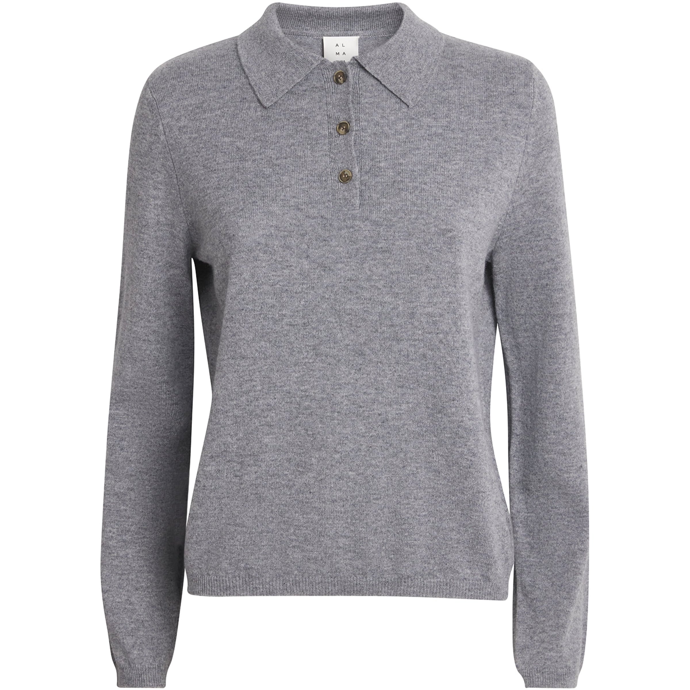 Grey Cashmere Minou Polo Sweater