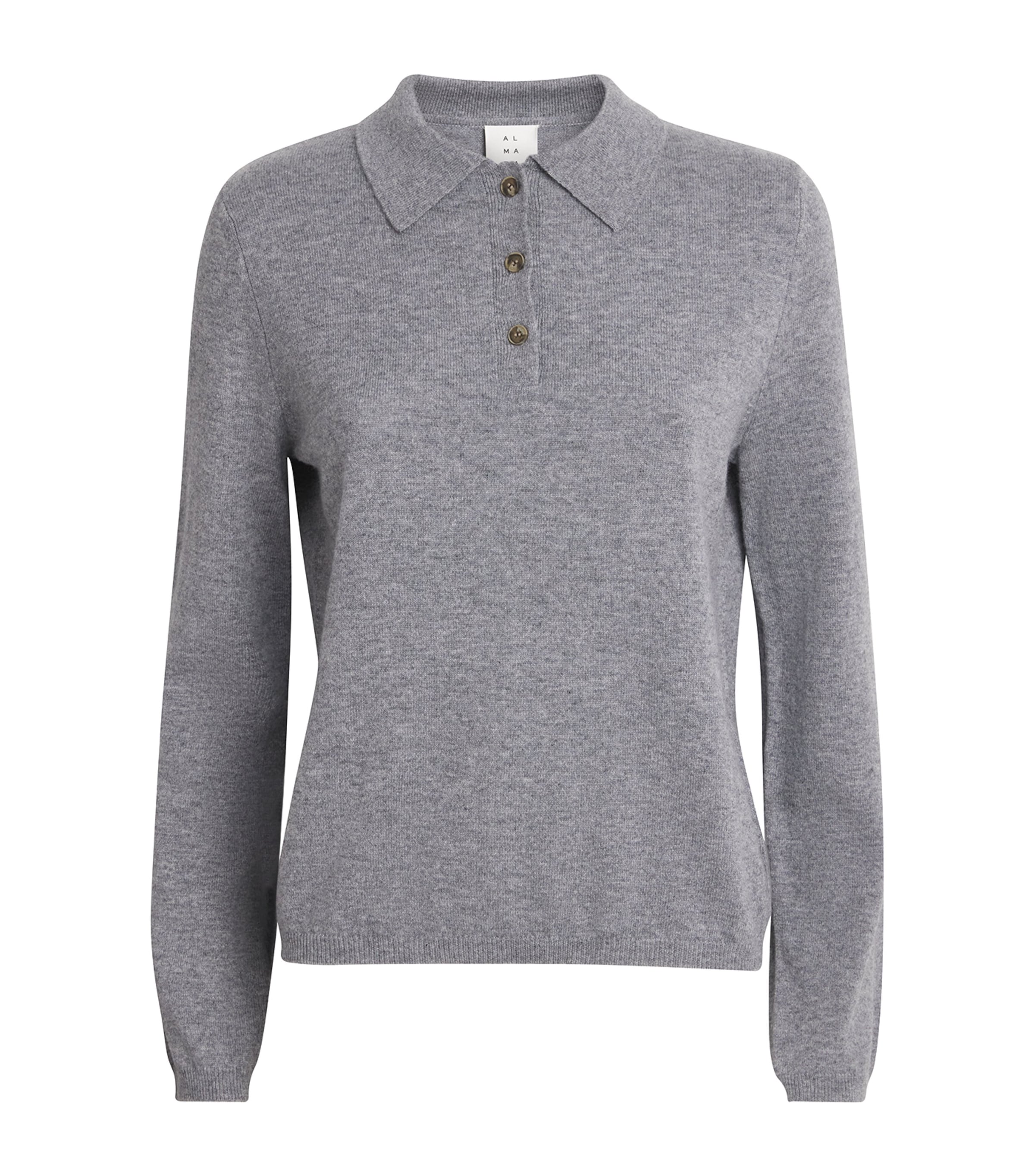 Grey Cashmere Minou Polo Sweater
