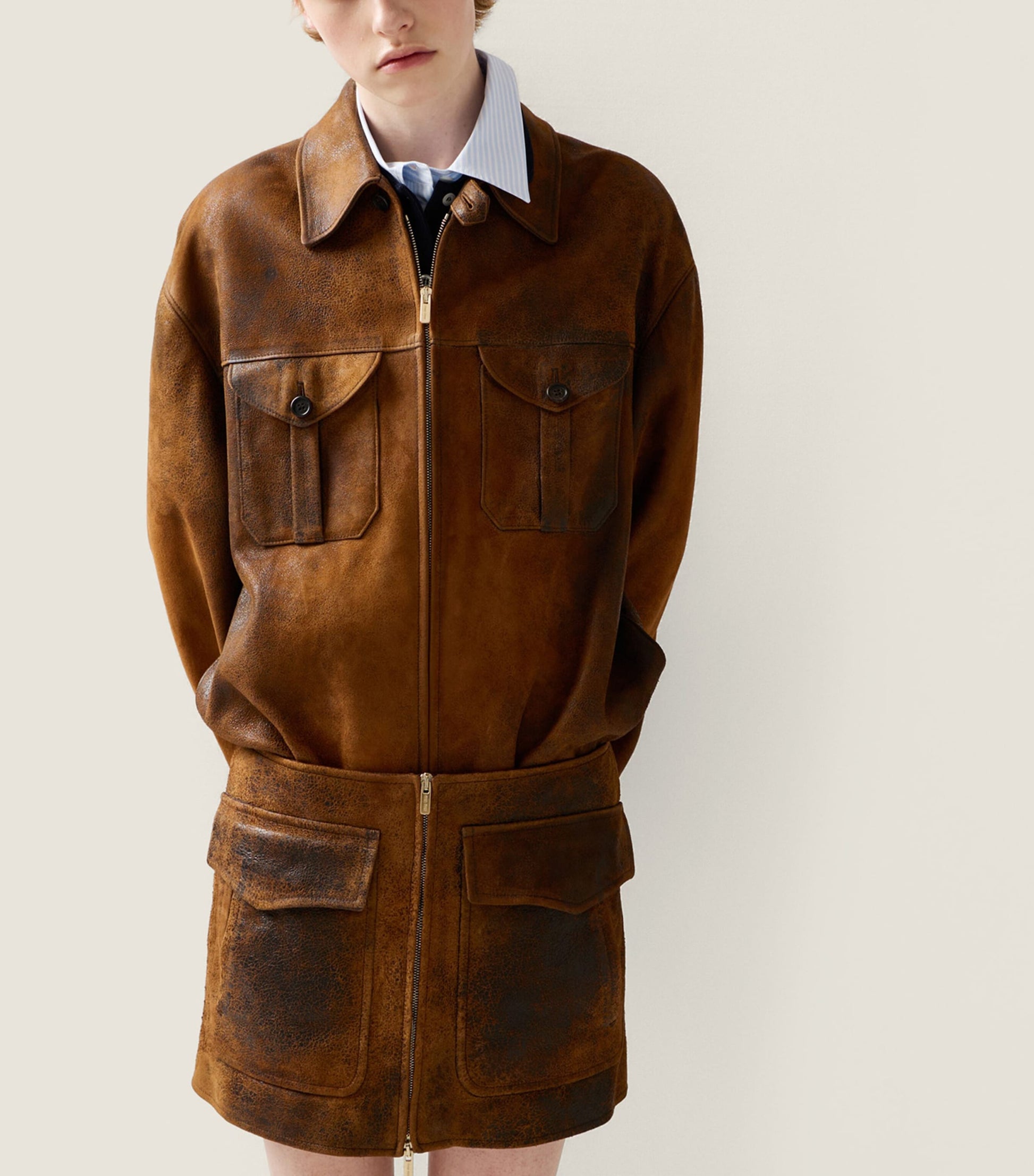 Miu Miu Brown Waxed Suede Jacket