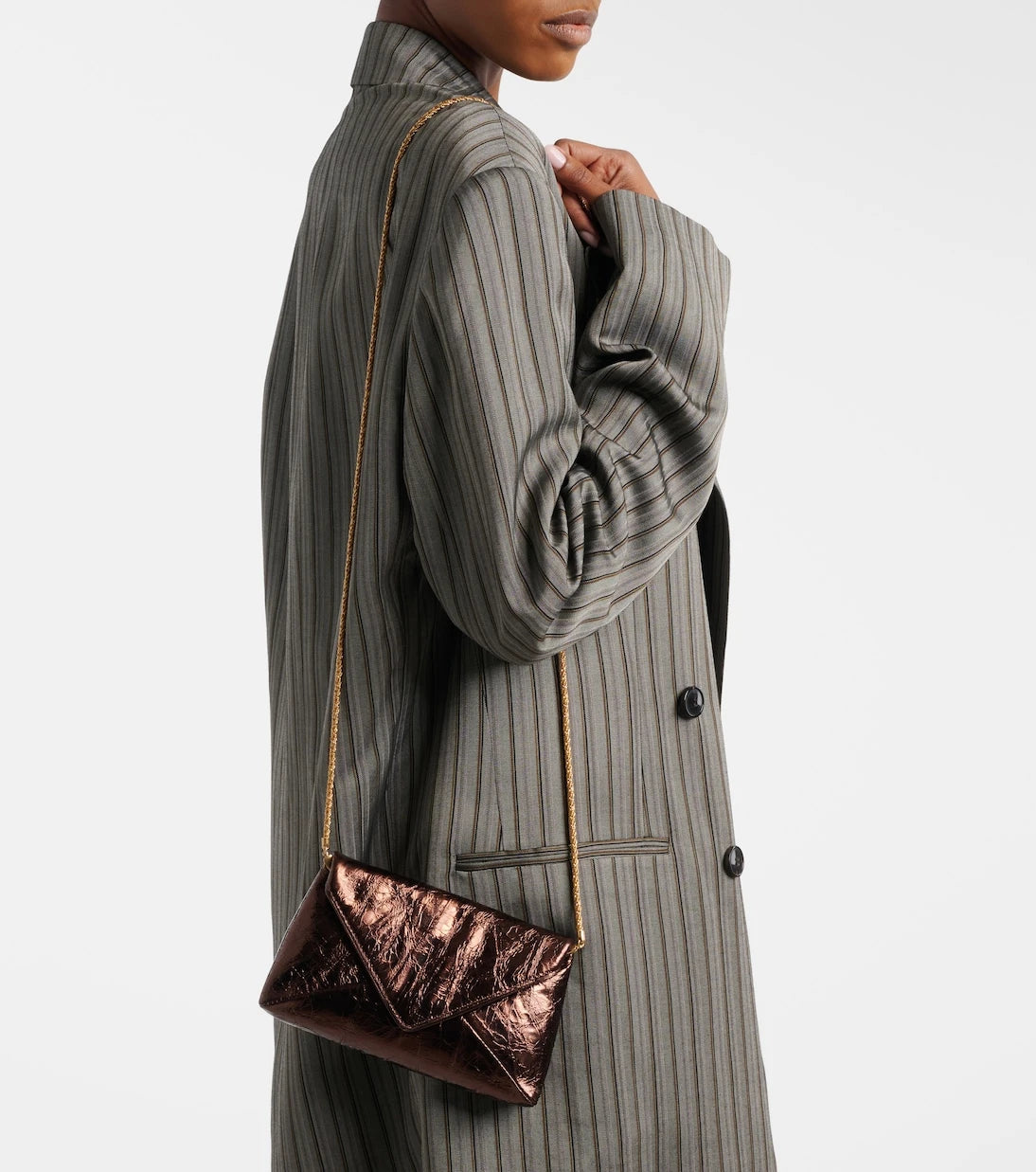 Dries Van Noten - Small metallic leather clutch