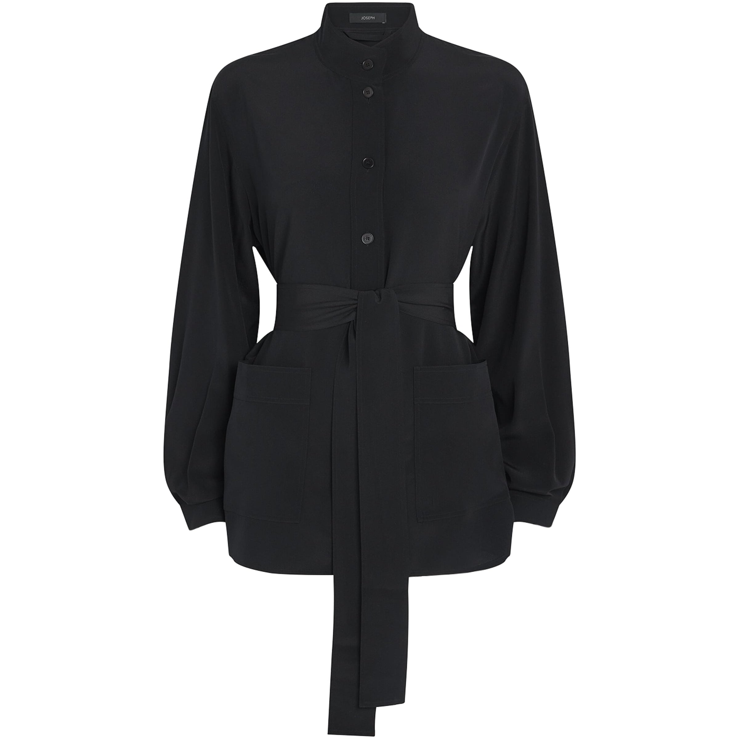 Black Crepe de Soie Silk Lamy Blouse