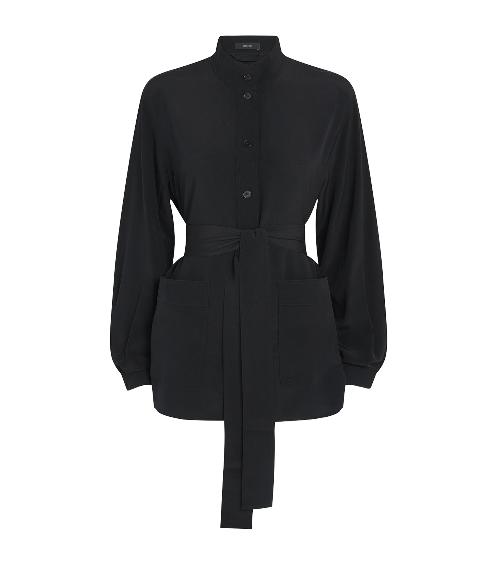 Black Crepe de Soie Silk Lamy Blouse