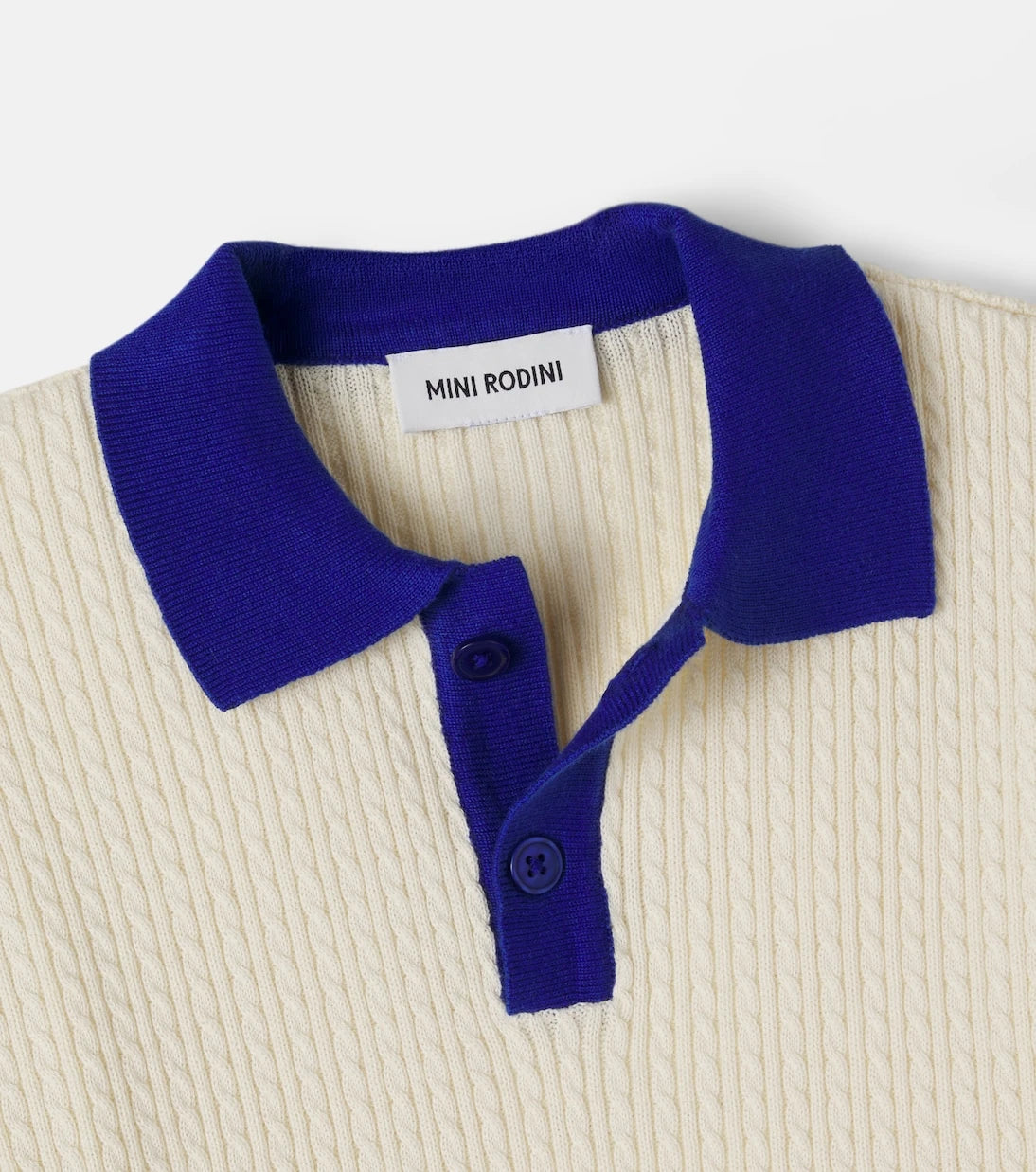Mini Rodini - Cable-knit cotton polo shirt