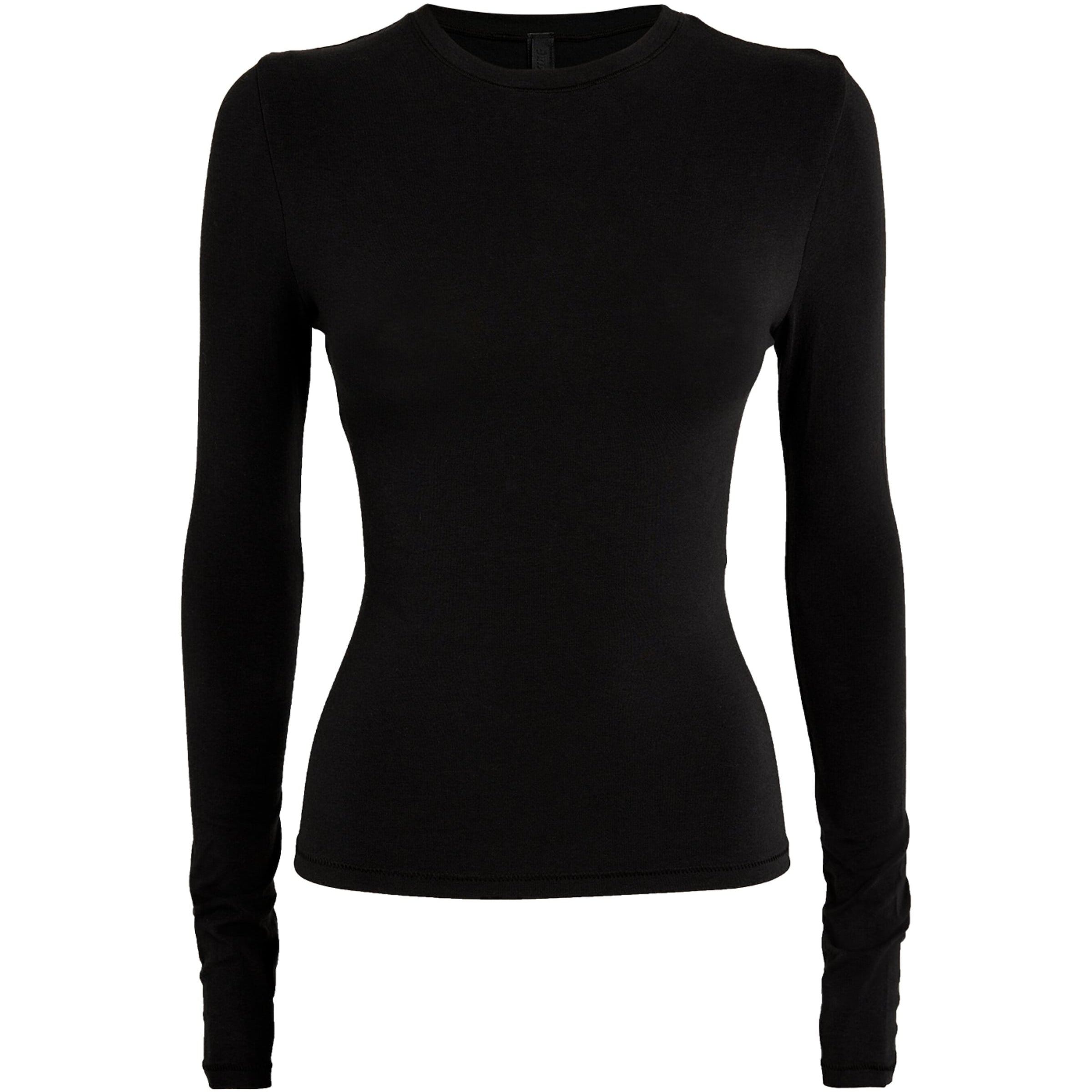 Skims Black Cotton Jersey Long-Sleeved T-Shirt