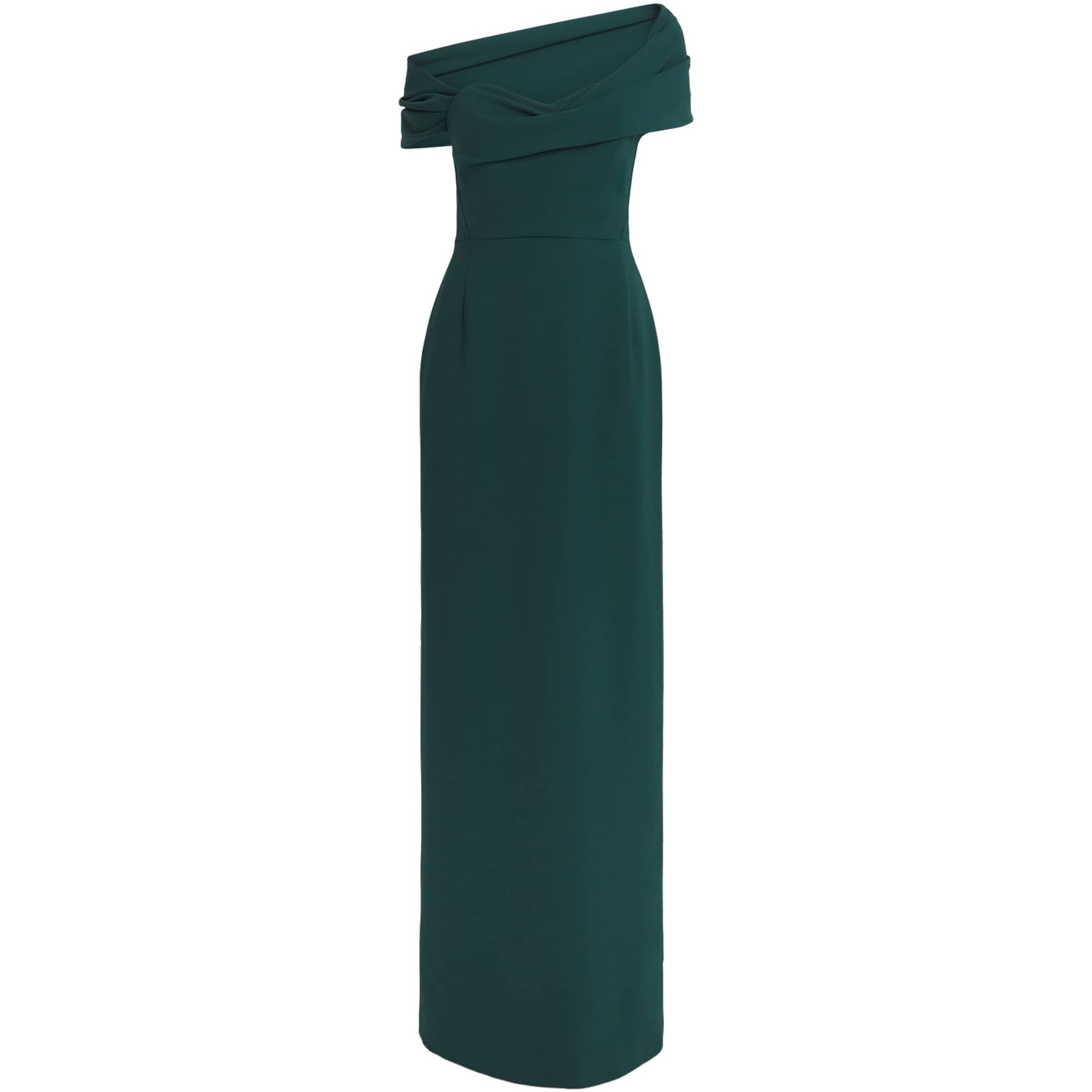 Crepe Draped Off-The-Shoulder Gown