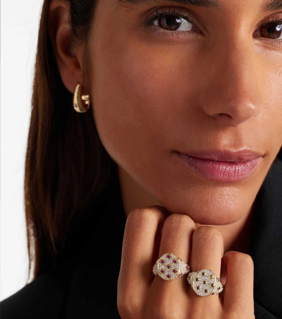 Yvonne Léon - 9kt gold ring with grey diamonds and tsavorites