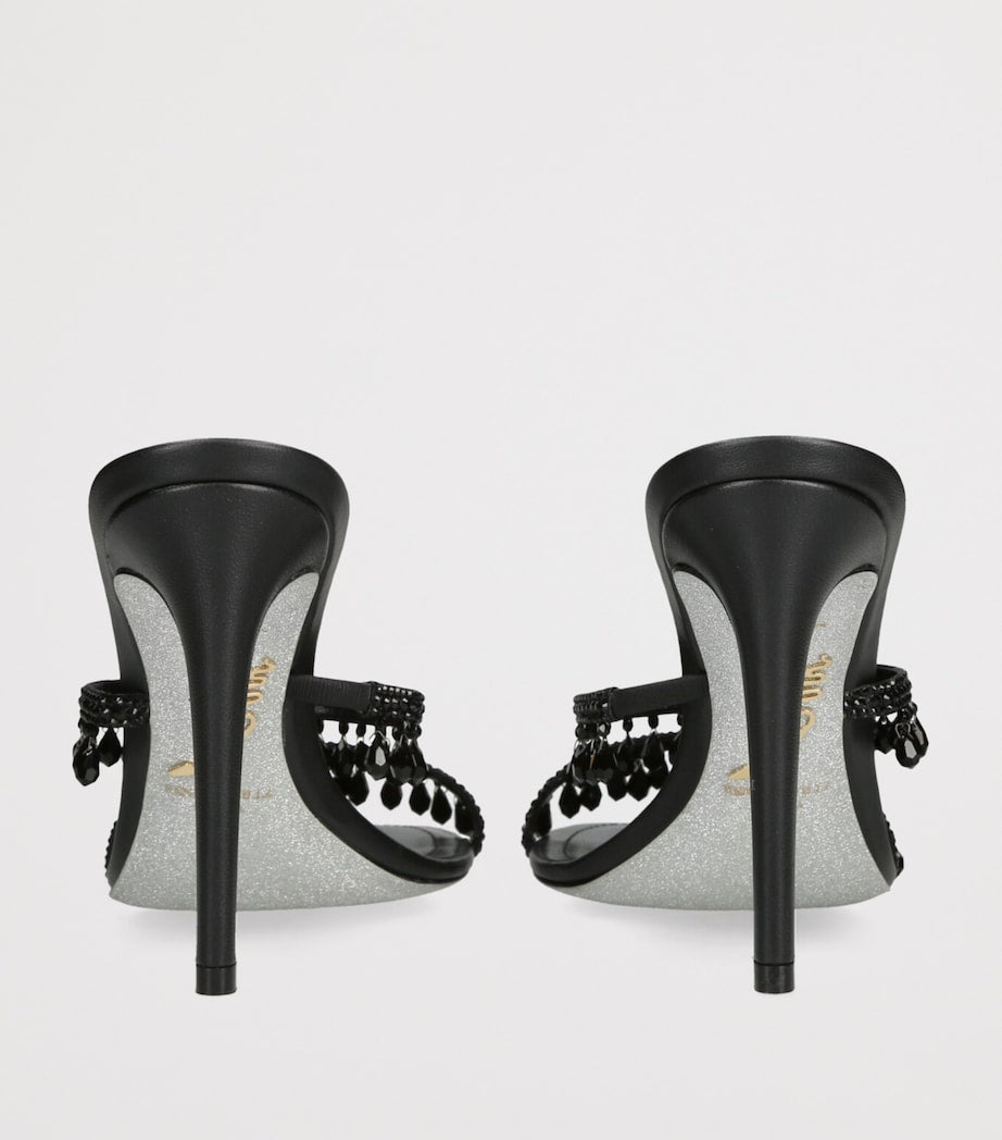 René Caovilla Black Embellished Chandelier Sandals 105