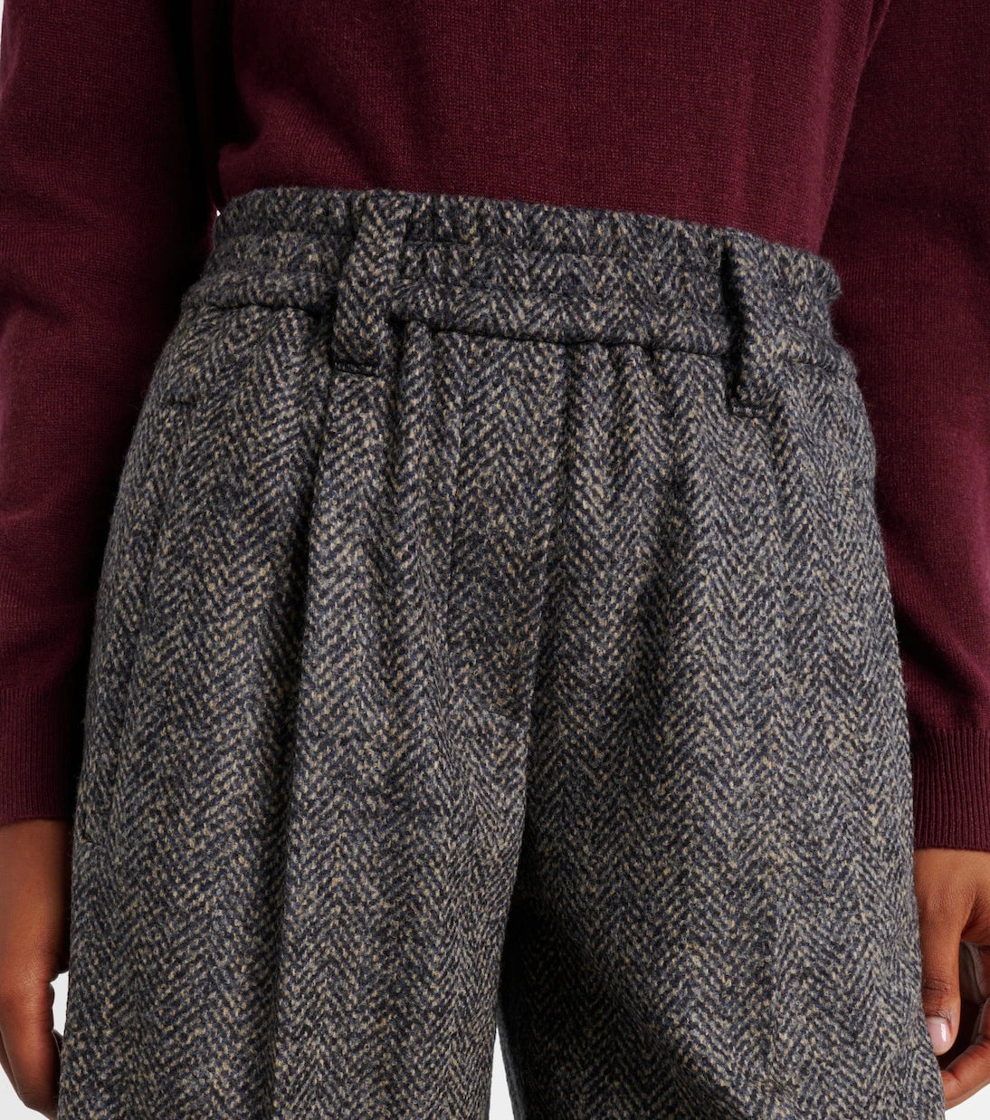 Brunello Cucinelli - Herringbone wool-blend shorts