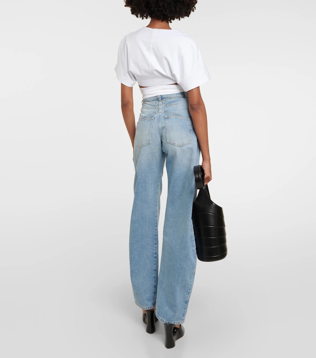 Alaïa - توب قصير من القطن الجيرسيه عليه الشعار