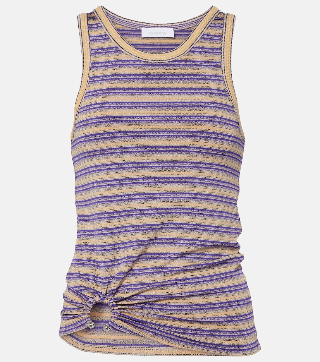 Rabanne - Piercing gathered striped tank top
