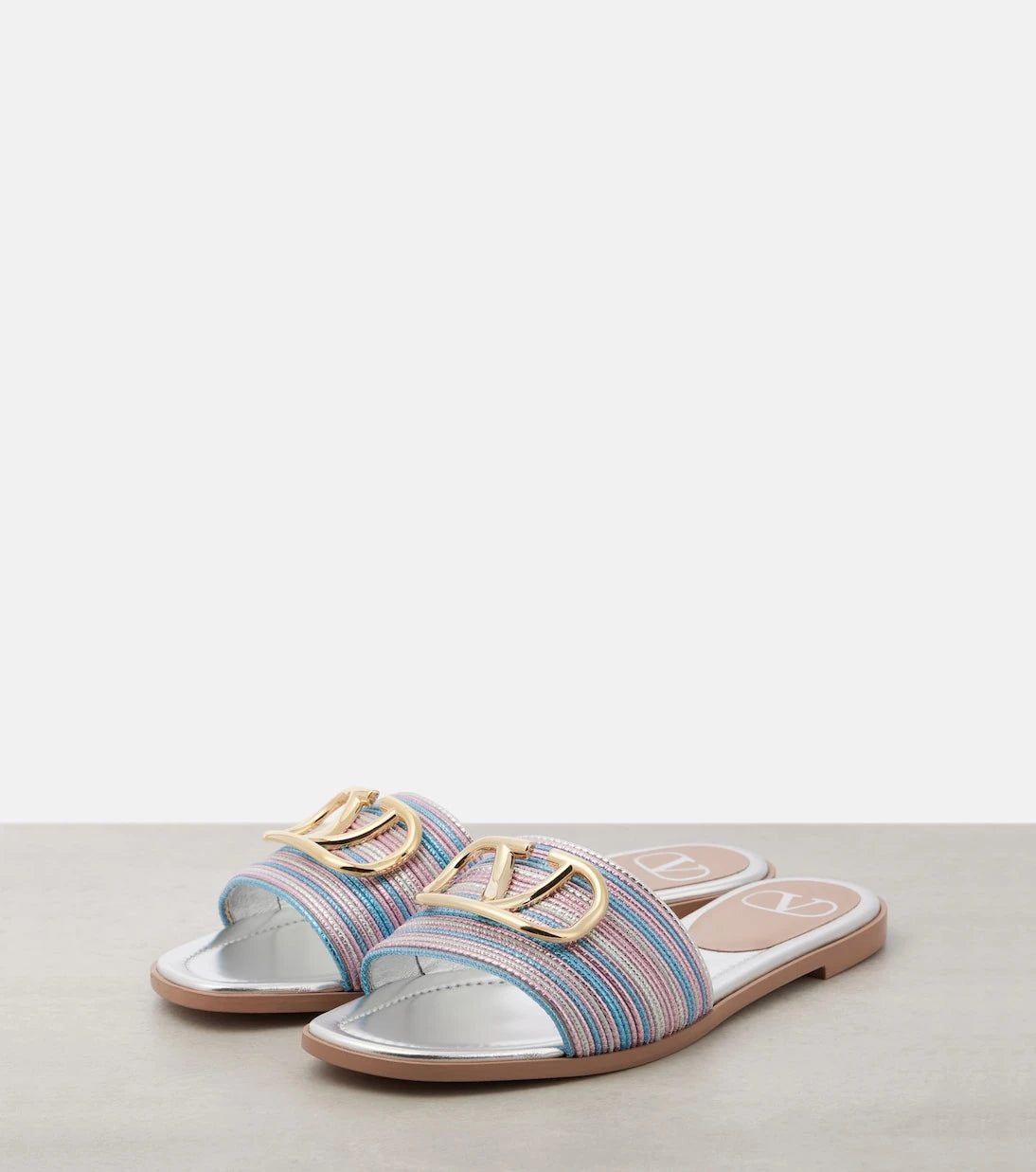 Valentino Garavani - VLogo metallic leather slides