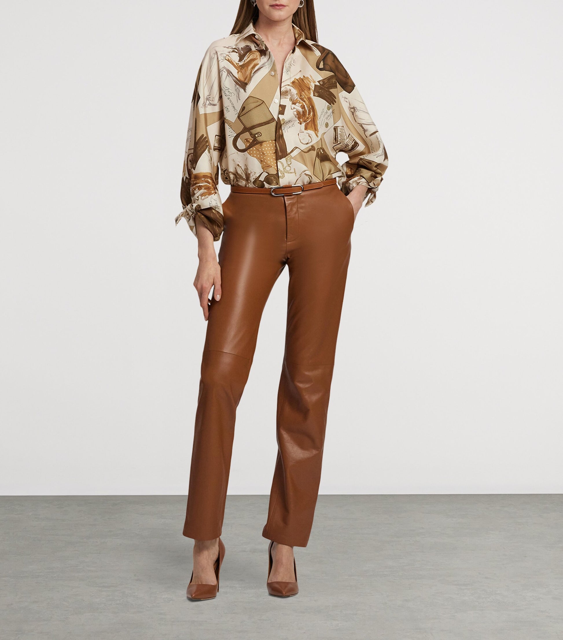 Ralph Lauren Collection Gold Leather Oval-Buckle Belt