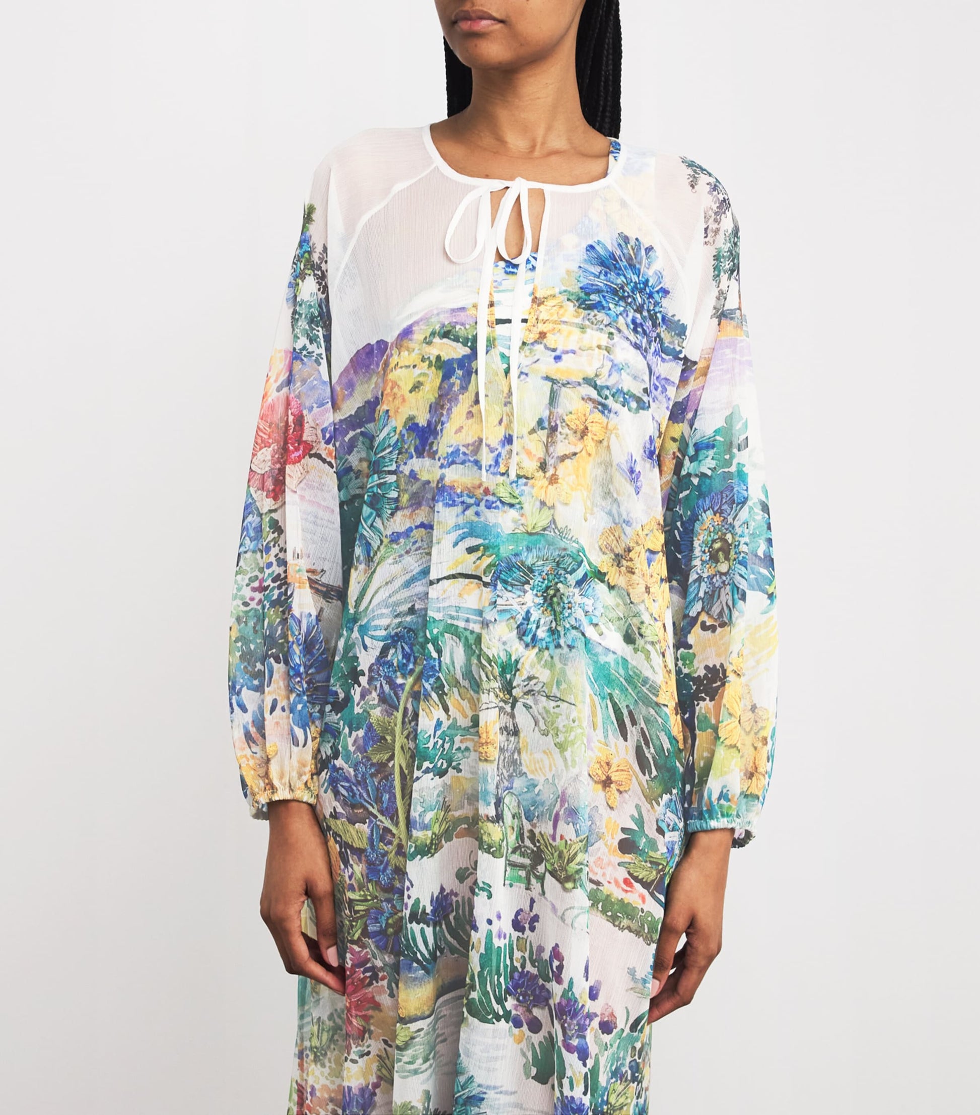 Multi Crepe Printed Cevennes Kaftan