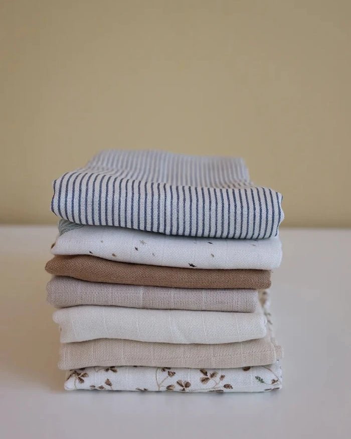 Cam Cam Copenhagen Pamuk Bebek Bezi Classic Stripes Blue, Praline, Creme White 3'lü