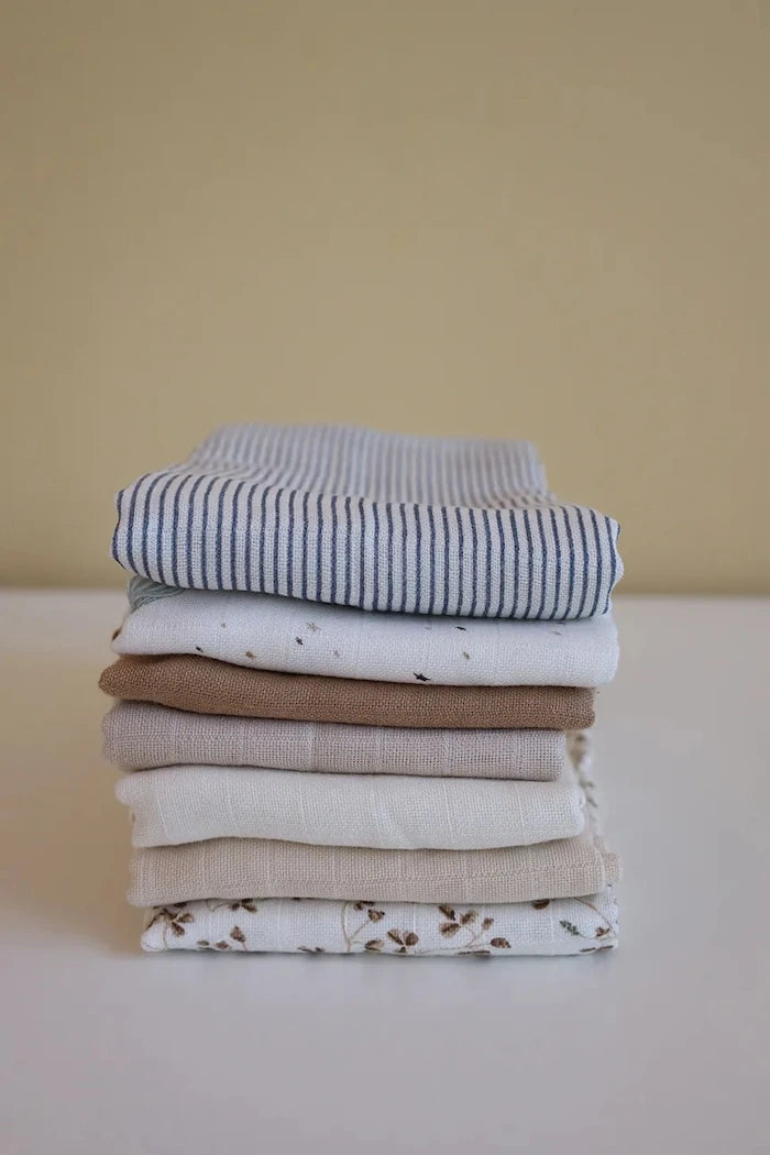 Cam Cam Copenhagen Pamuk Bebek Bezi Classic Stripes Blue, Praline, Creme White 3'lü