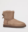 UGG Brown Suede Mini Bailey Bow II Ankle Boots