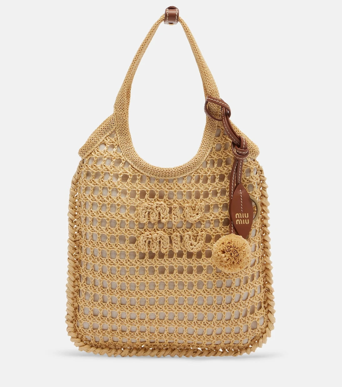 Miu Miu - Ivy crochet raffia-effect top-handle bag