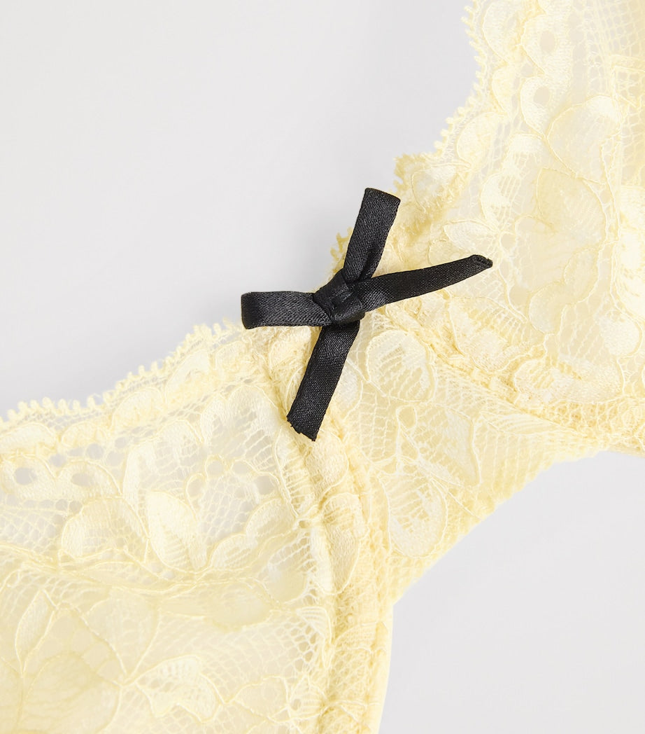 Fleur Du Mal Yellow Lace Bianca Balconette Bra