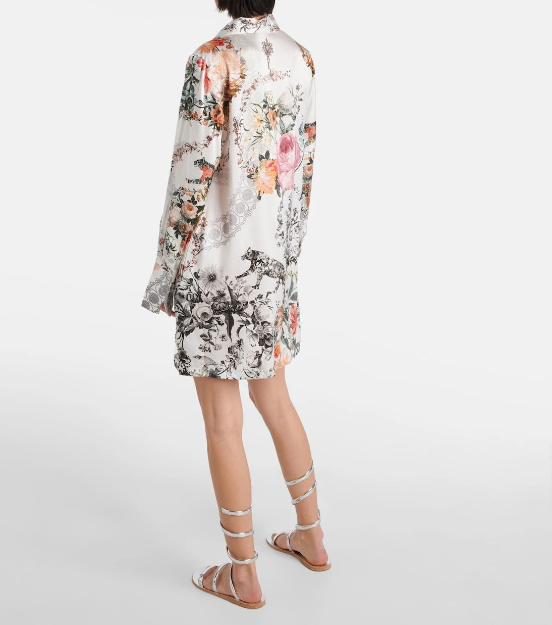 Camilla - Floral silk satin shirt dress