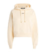 Ivory Cotton Cropped Grosgrain Logo Hoodie