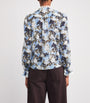 Blue Cotton-Silk Meadow Print Blouse
