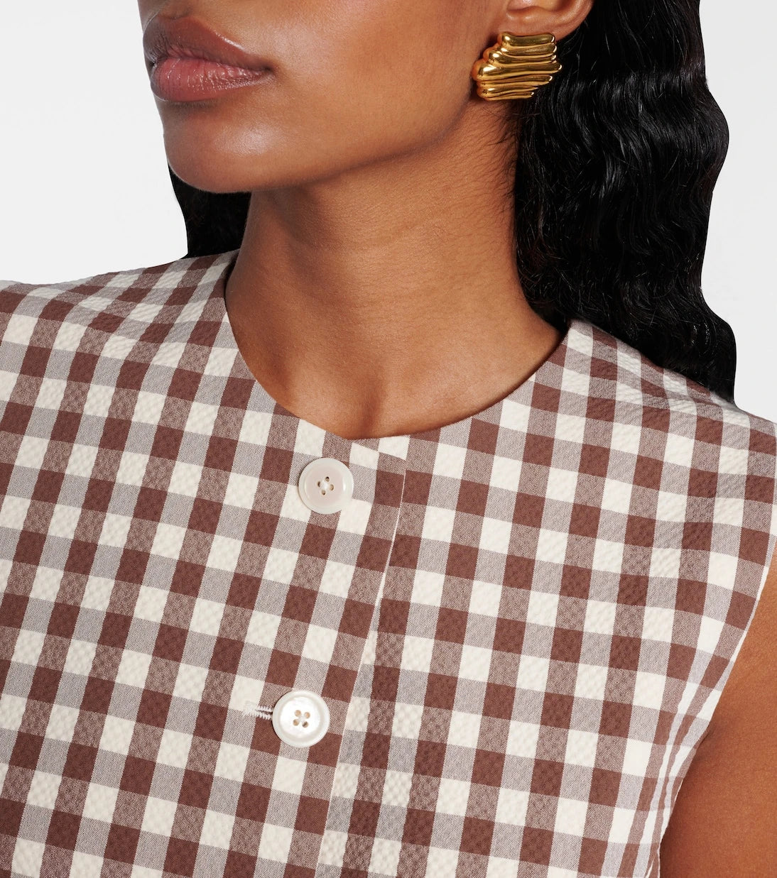 Veronica Beard - Lois gingham seersucker top