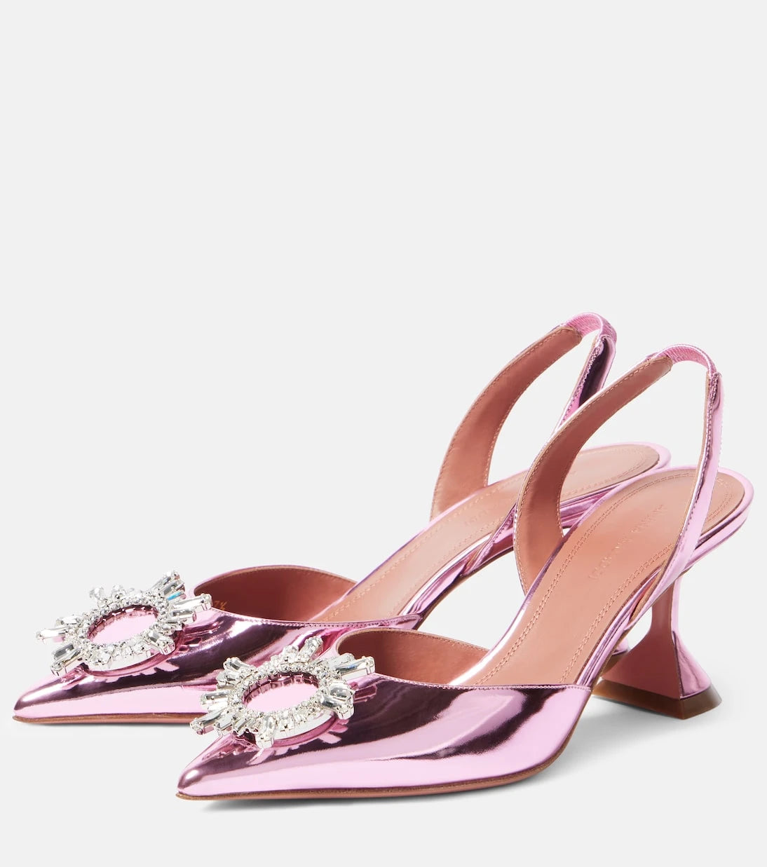Amina Muaddi - Begum Sling 70 mirrored leather slingback pumps