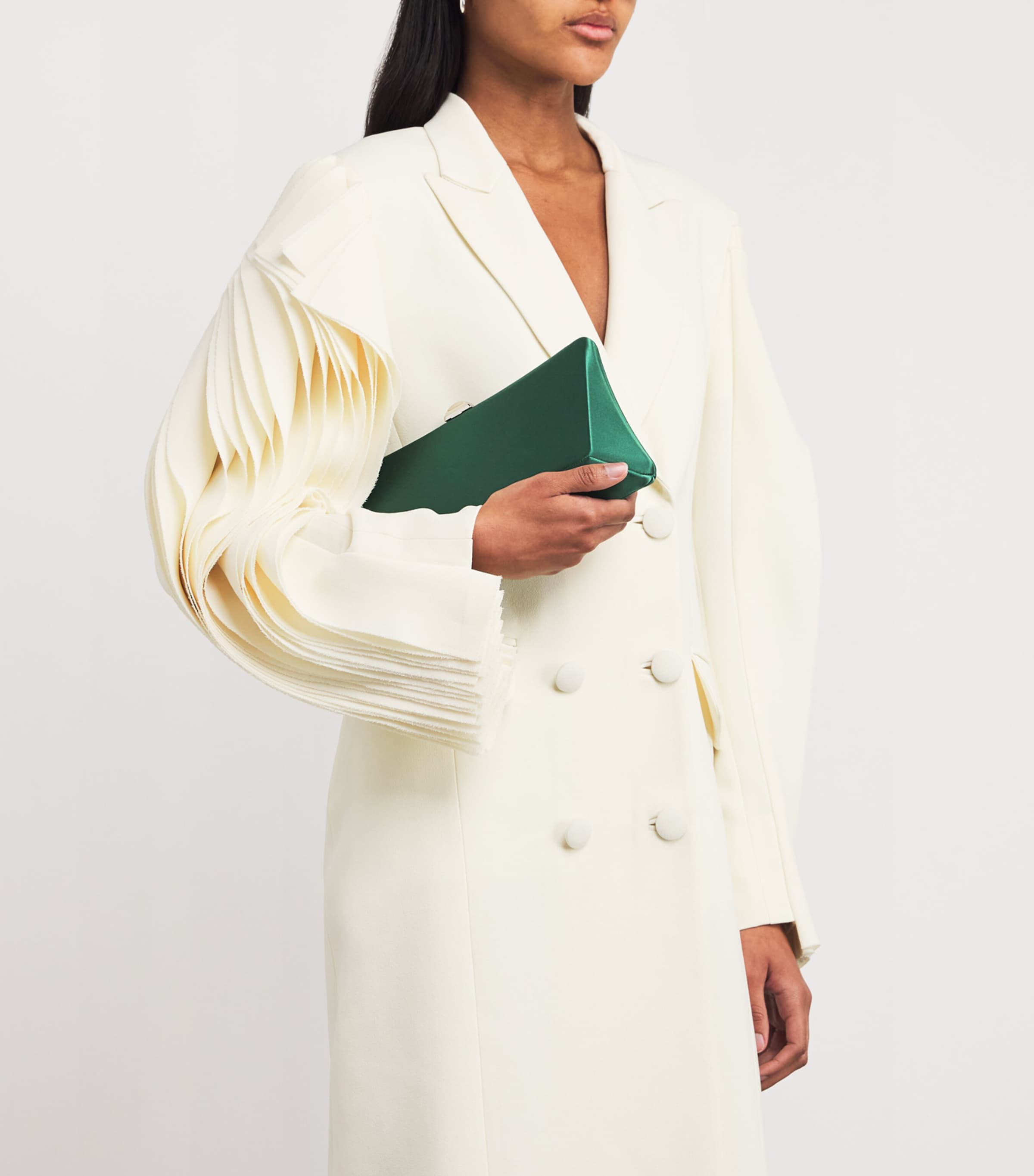 Rodo Green Satin Lally Clutch Bag