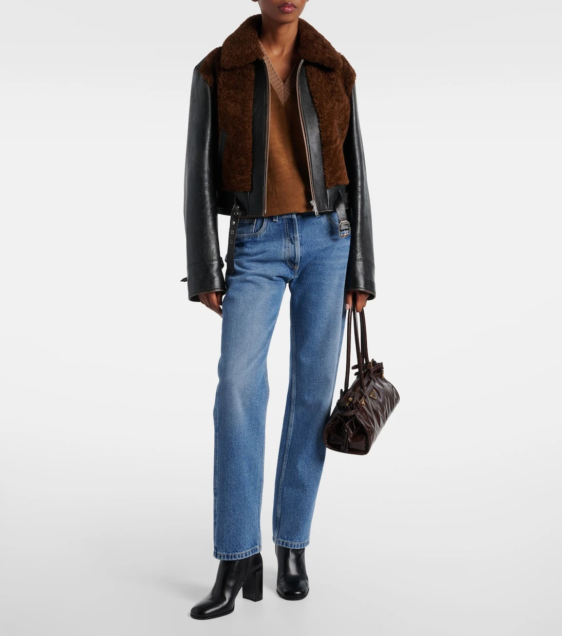 Prada - 85 leather ankle boots