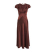 DÔEN Brown Silk-Lace Coraline Midi Dress