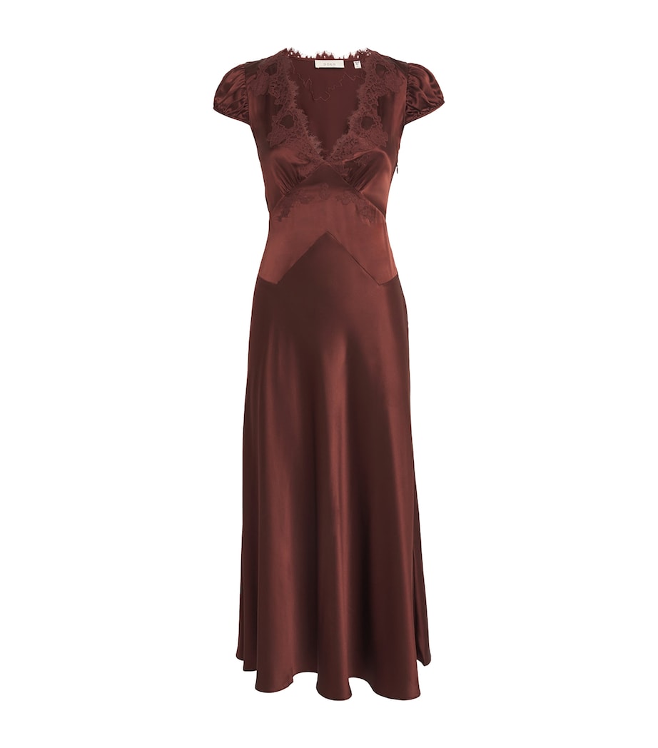 DÔEN Brown Silk-Lace Coraline Midi Dress