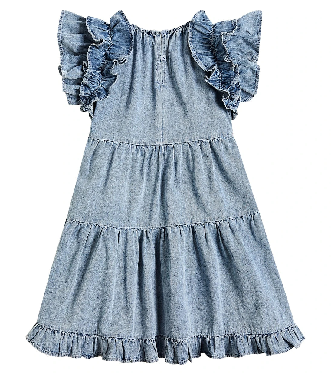Petite Amalie - Ruffled cotton chambray dress