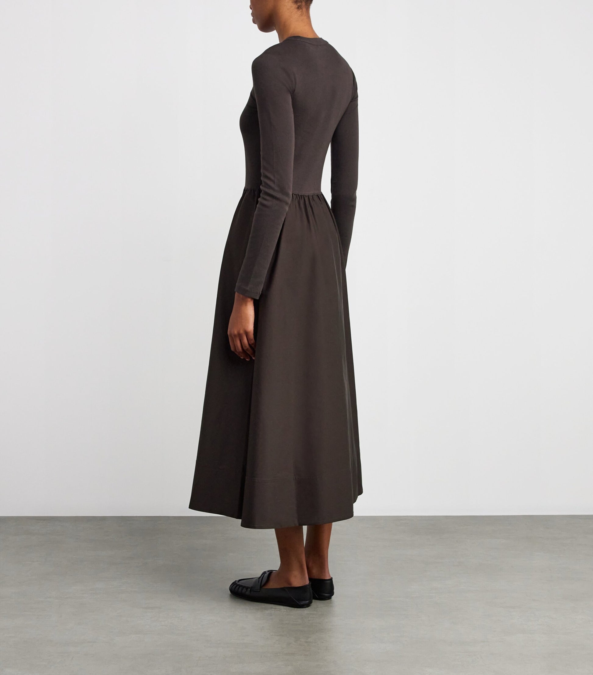 Polo Ralph Lauren Brown Cotton A-Line Midi Dress