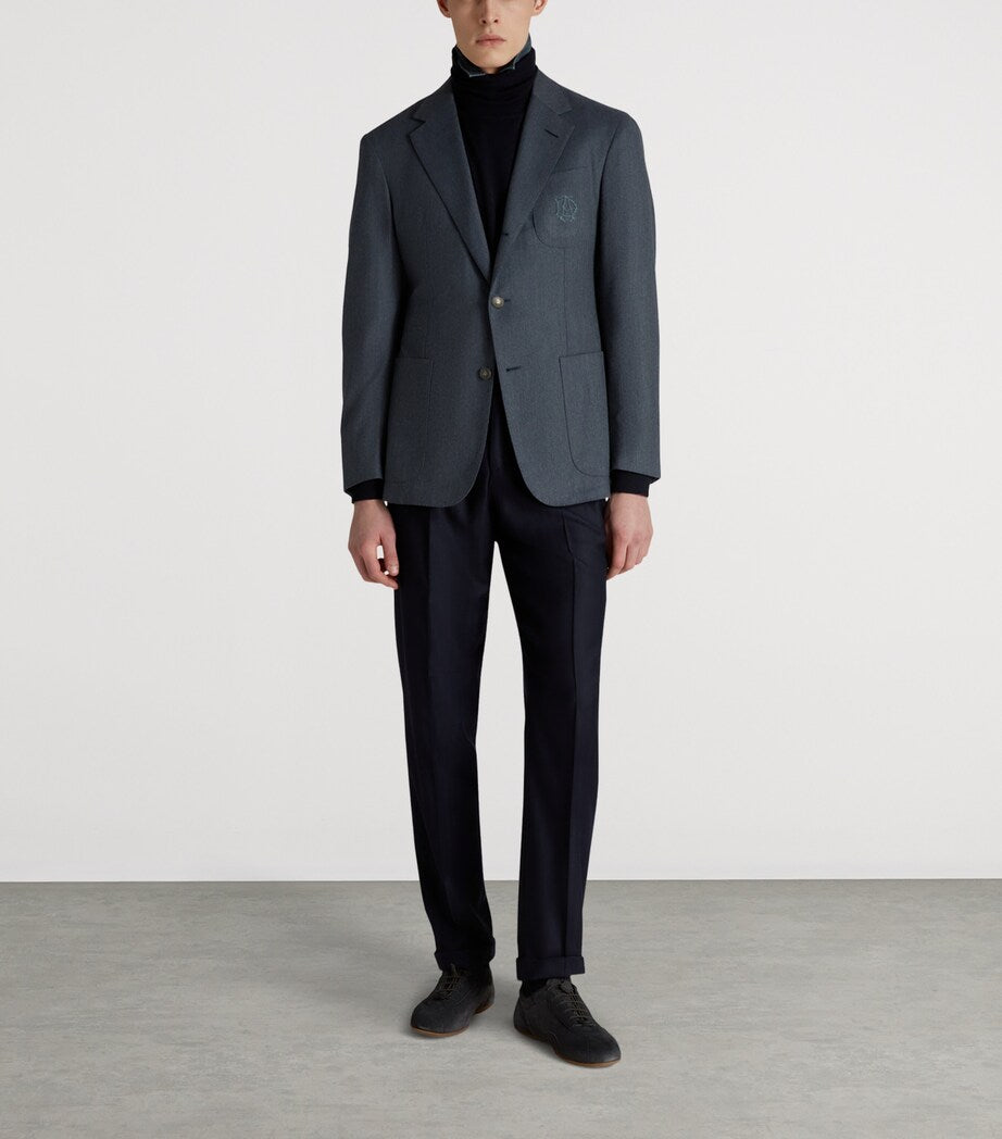Blue Superfine Merino Wool Flannel Cavendish Blazer