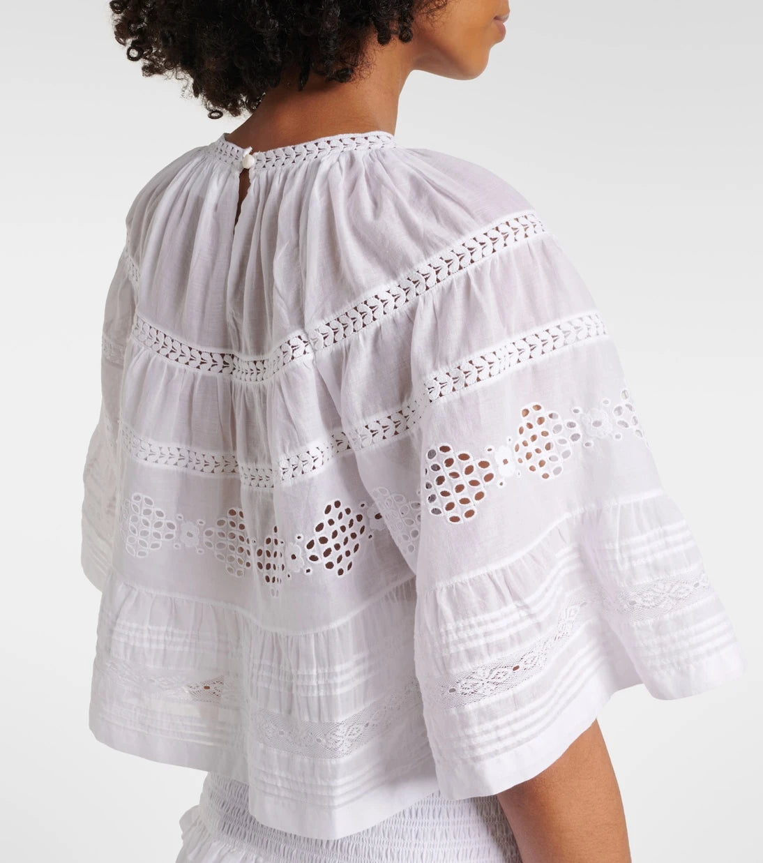 Marant Etoile - Dilama lace-trimmed cotton voile top