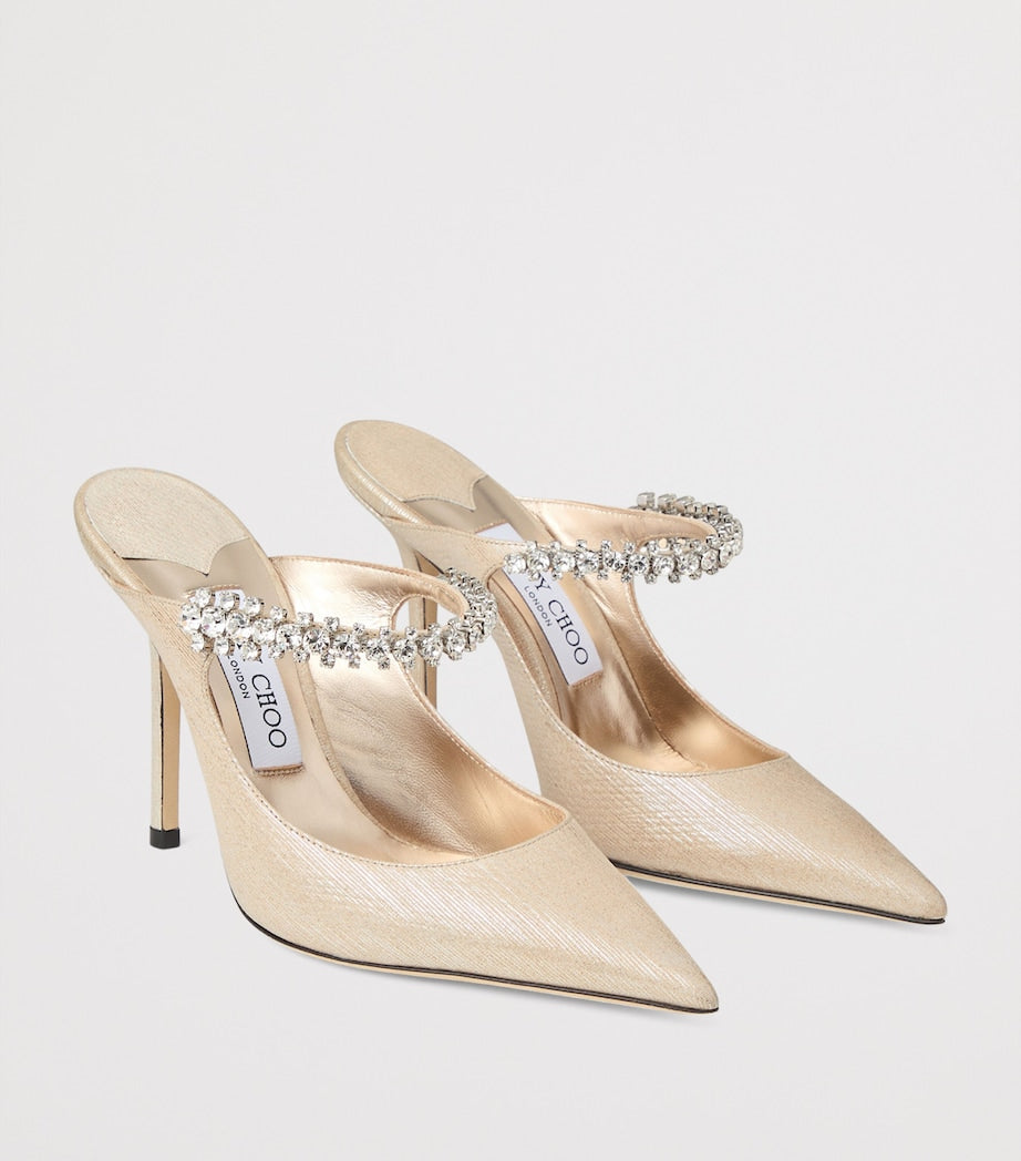 Jimmy Choo Gold Bing 100 Calfskin Heeled Mules