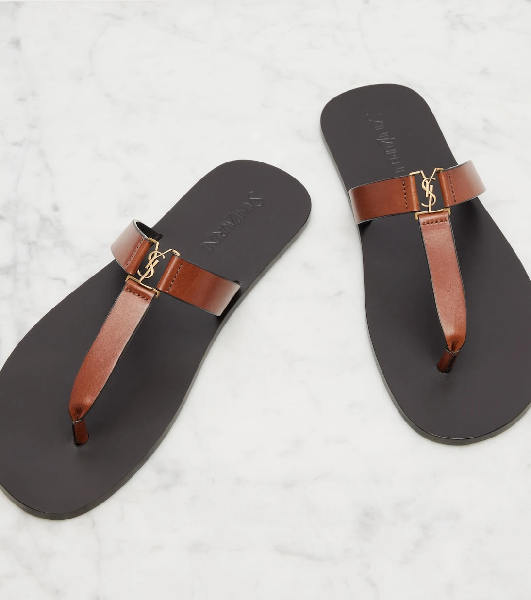 Saint Laurent - Cassandre leather thong sandals