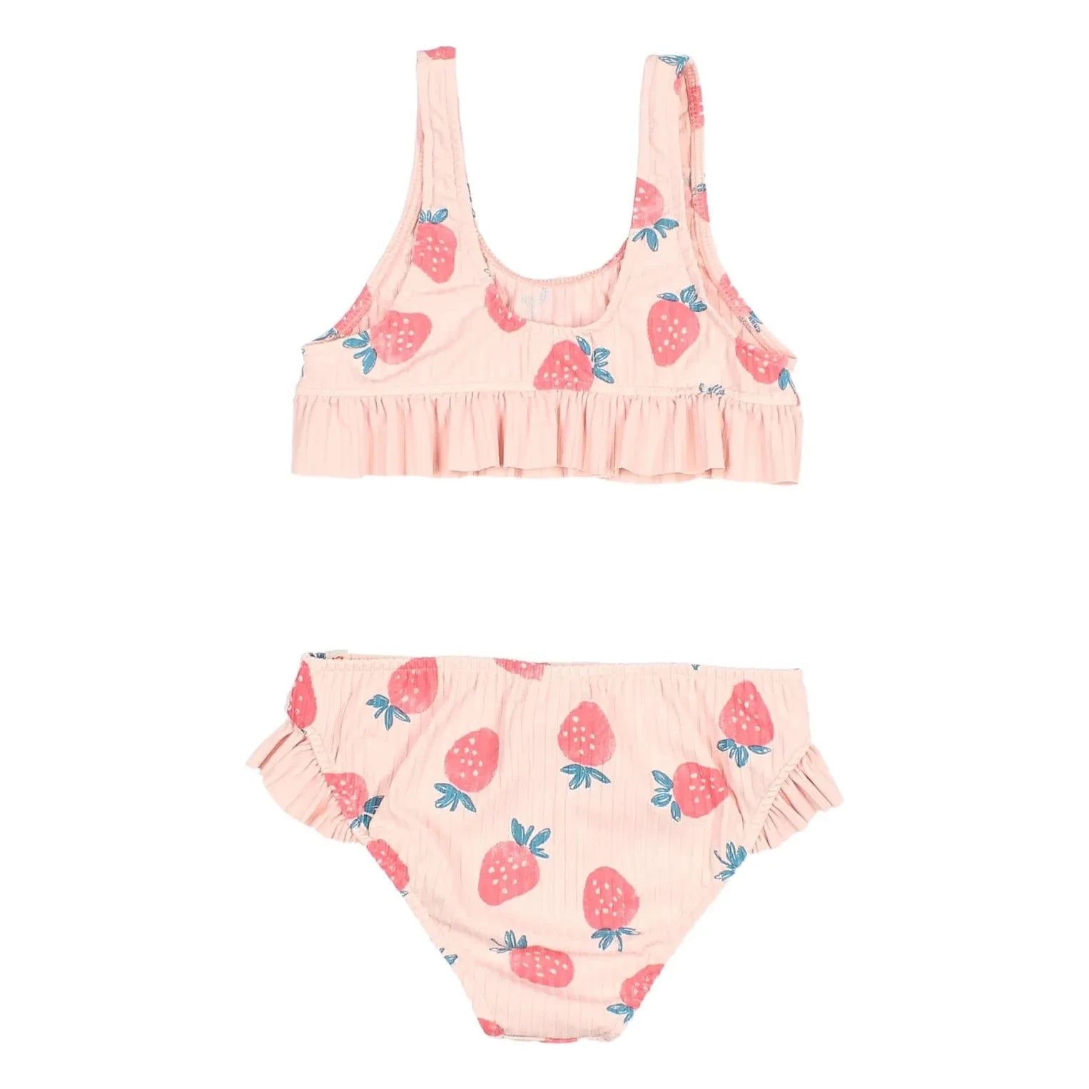 Búho - Strawberry Ribbed Ruffle Swimsuit | Pale Pink